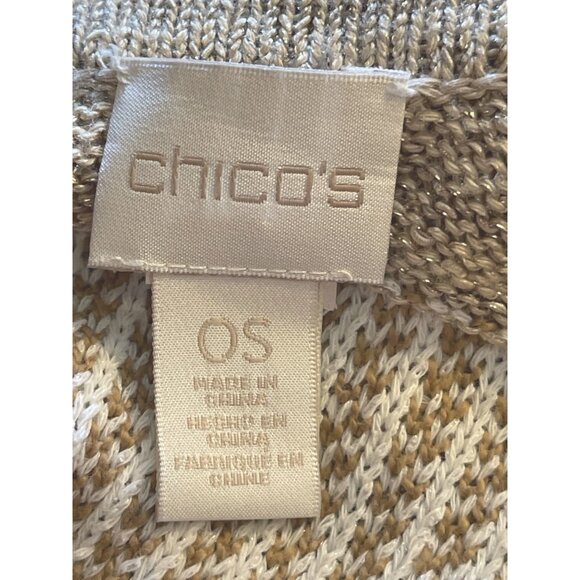 Chicos Women’s Mya Ruana Open Poncho Wrap Bohemian Textured Mixed Knit Fringe OS - Picture 6 of 10